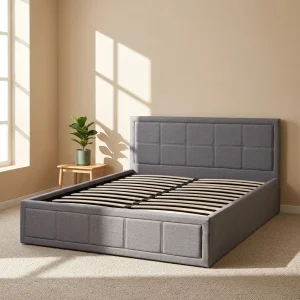 Modern Soft Sleigh Bed with Upholstery and Storage, Pine Frame, Double/Queen, Bedroom Furniture